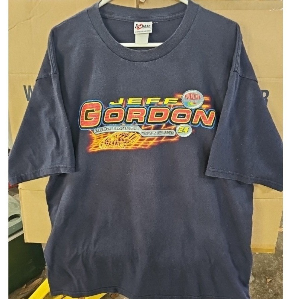 Vintage 2002 Jeff Gordon NASCAR T-Shirt Chase Authentics Navy Blue Mens XL 24